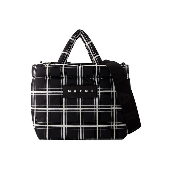 Ew Nylon Print Tote Bag - Marni - Leather - Black - Picture 1 of 4